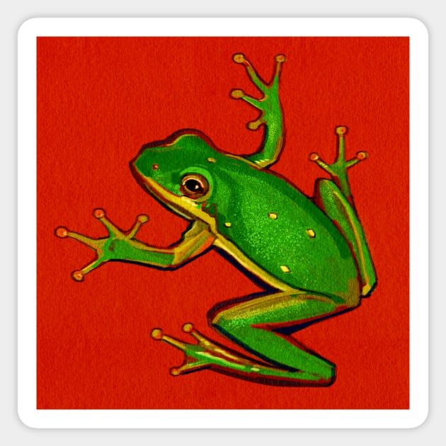 Green Tree Frog Sticker by CozyPixelFluff